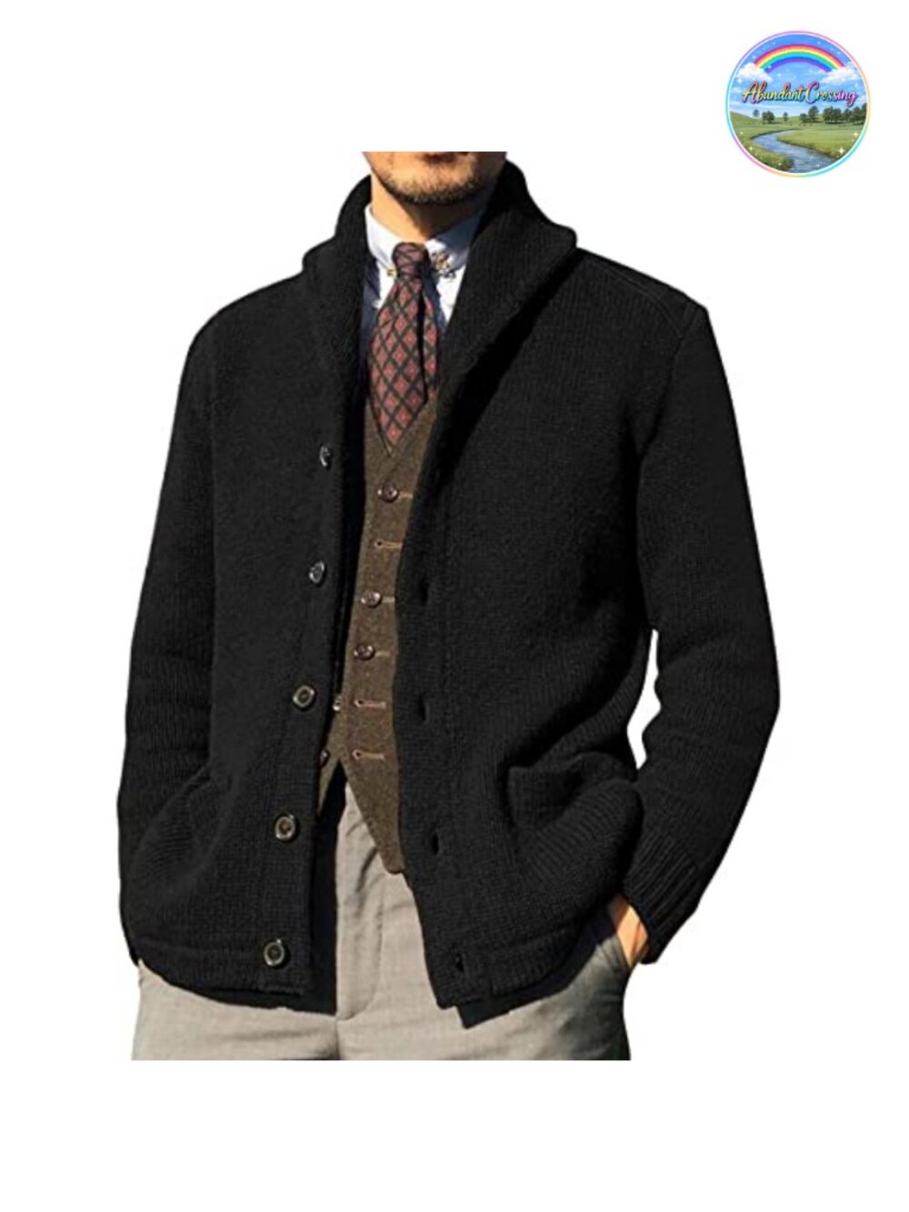 Men's Shawl Collar Cable Knit Cardigan Sweater Button Down Heavyweight